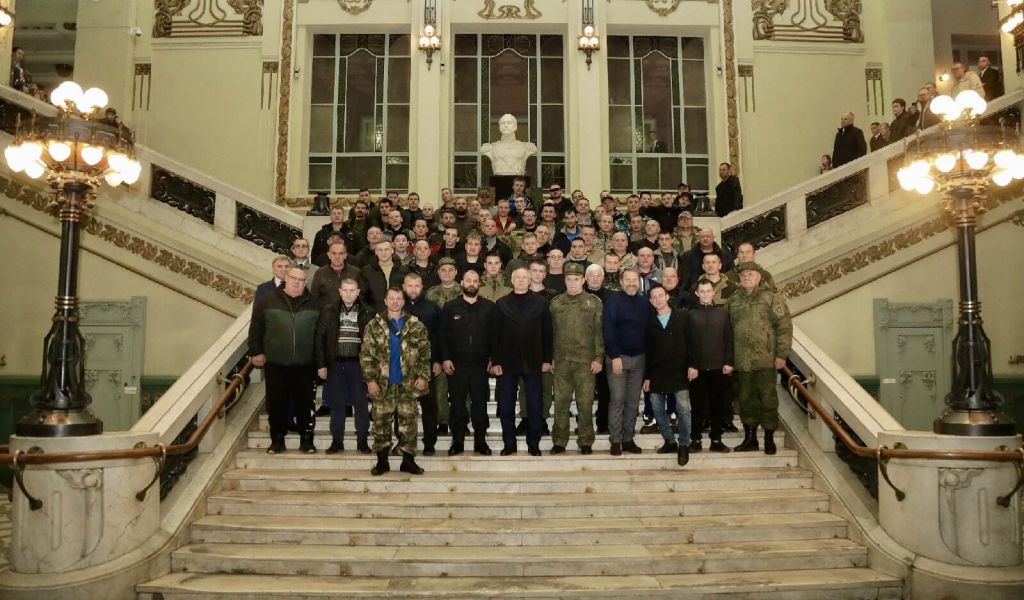 В Северной столице проводили мобилизованных именного батальона «Аврора»